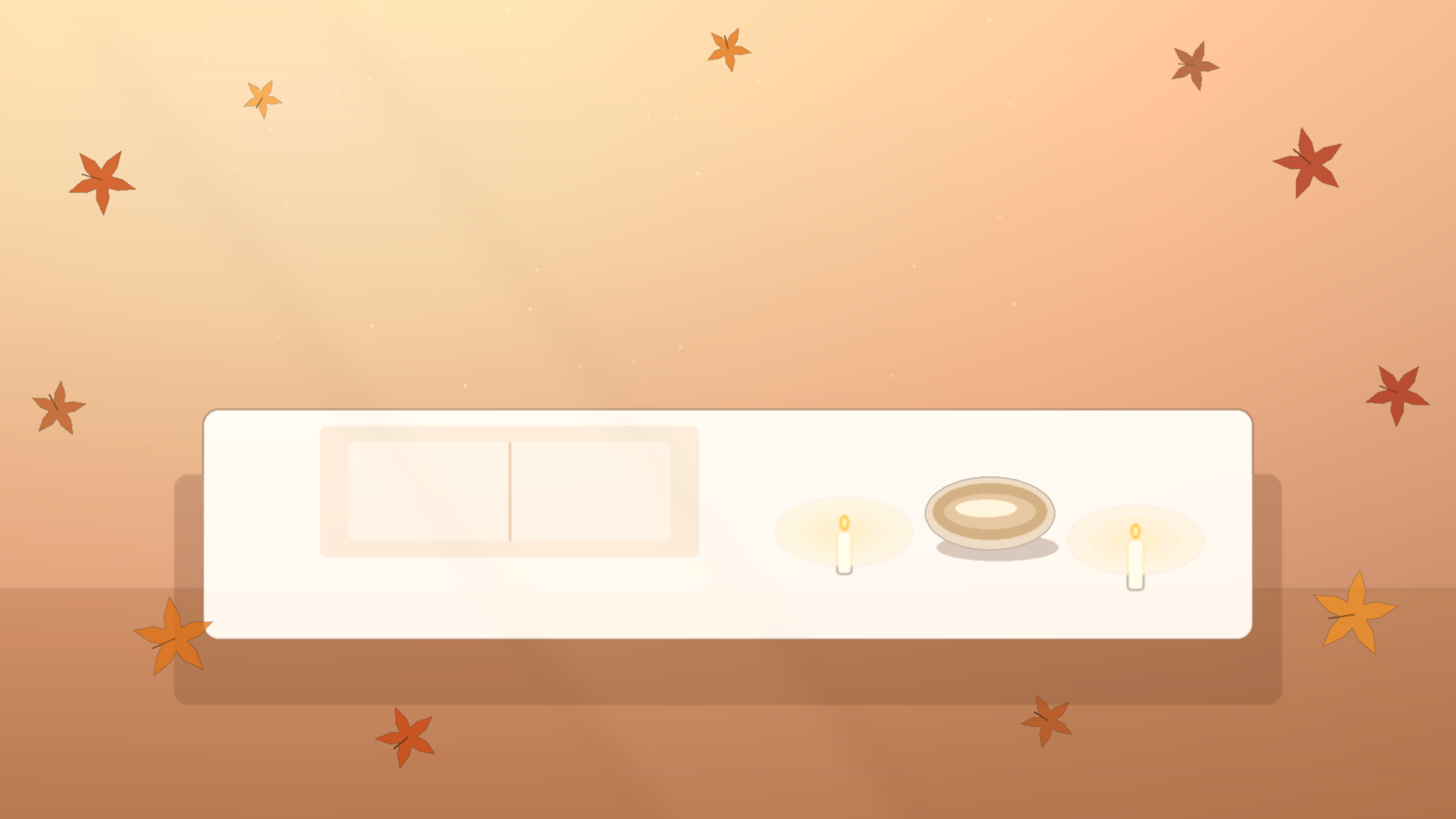 Warm autumn spa setting with towels and soft golden light